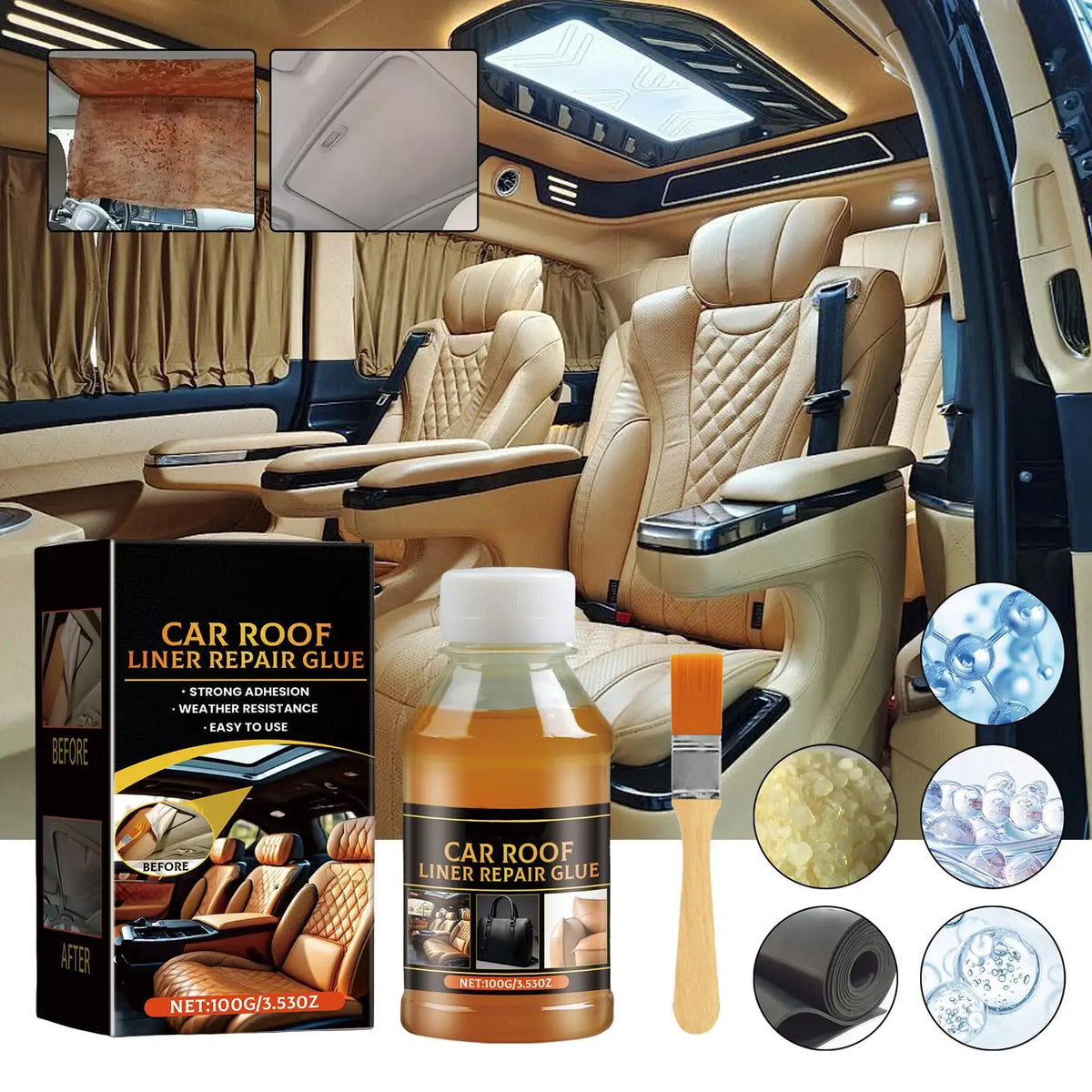 Car Headliner Repair Glue – Fabric, Leather & Roof Liner Fix Automotive Repair Adhesive Axl