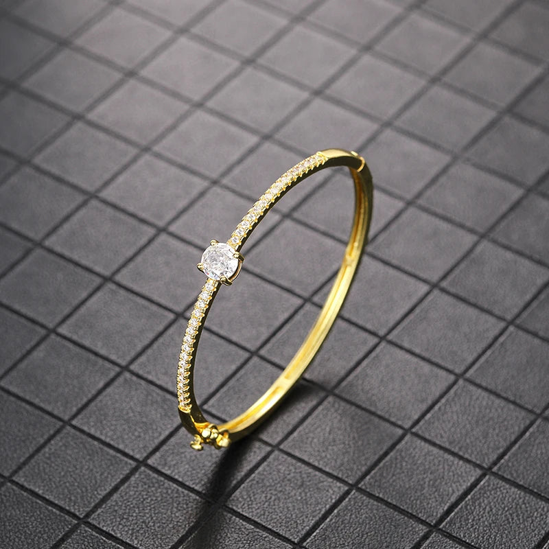 Huitan Luxury Cubic Zirconia Bangle Bracelet for Women Bangle Bracelet Axl