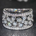 Huitan CZ Flower Ring for Women – Hollow Brass Wedding Band Fashion Ring Axl T0129 6