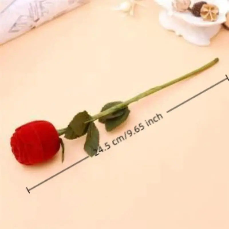 Red Rose Flocked Ring Box – Romantic Engagement Jewelry Gift Jewelry Gift Box Axl