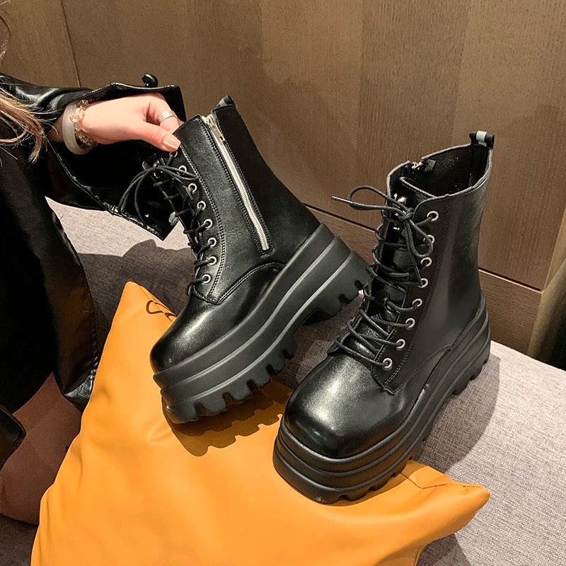 Women's Punk Gothic Platform Ankle Boots – Side Zip, Thick Sole Women's Ankle Boots Axl