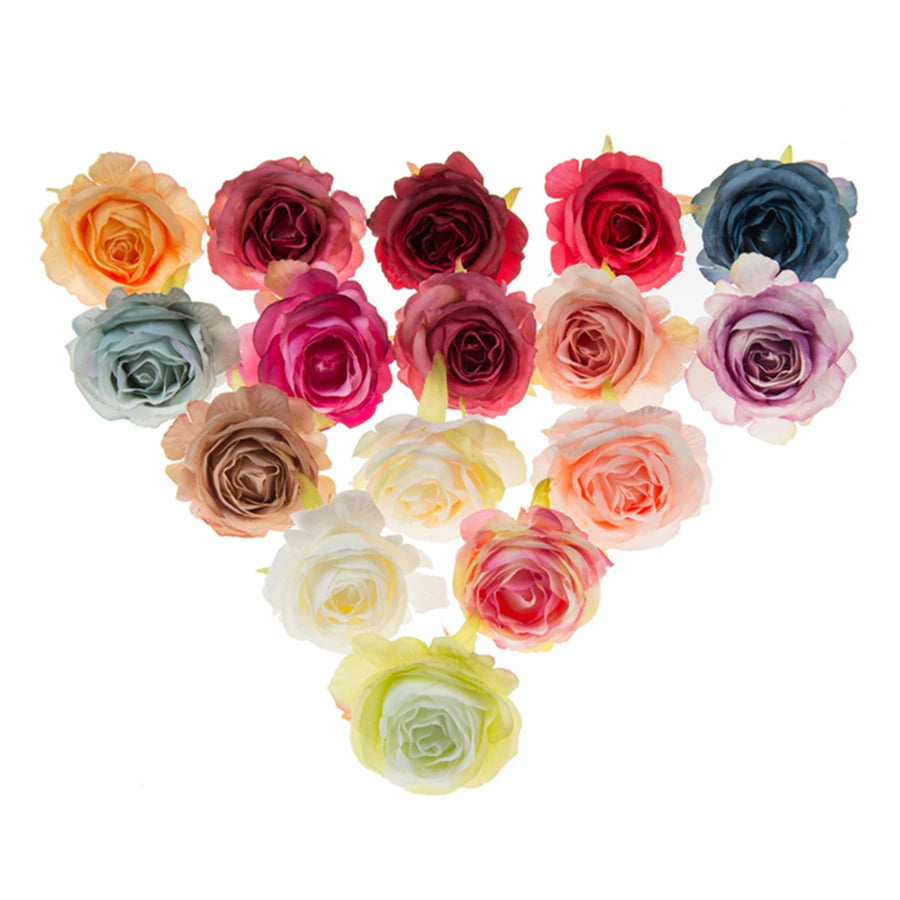 Silk Rose Flower Heads 10 Pcs – Wedding, Wreath & DIY Crafts Artificial Silk Flowers Axl MULTI 10 Pieces