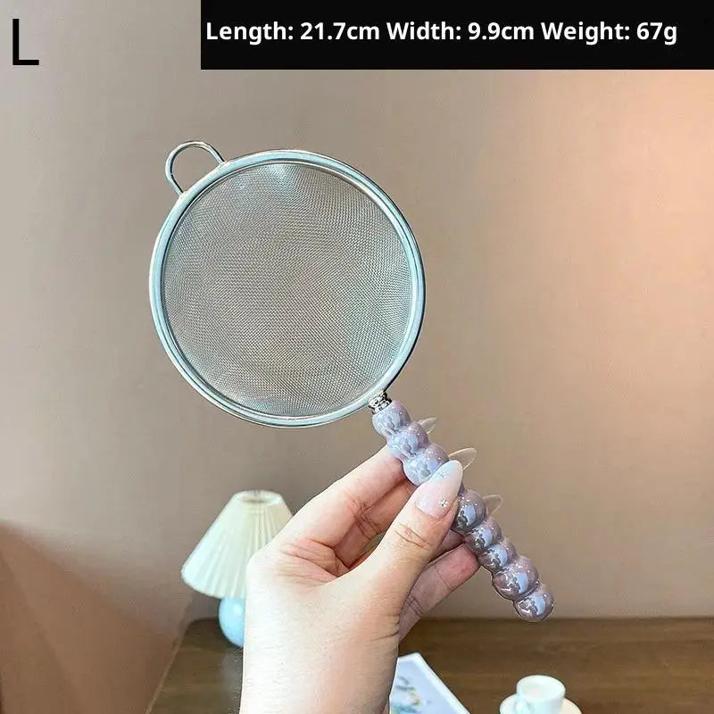 Tea Strainer with Pearl Ceramic Handle – Fine Mesh Sieve Tea Strainer Axl Purple L