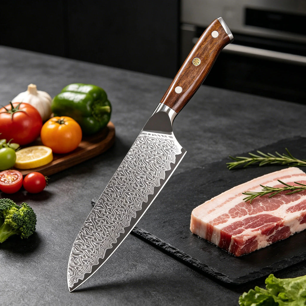 67-Layer VG10 Damascus Santoku Knife – Sharp Kitchen Blade Damascus Kitchen Knife Axl