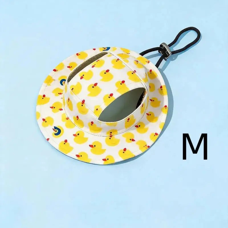 Pet Cowboy Hat with Ear Holes | Sun Hat for Cats & Small Dogs Pet Hat Accessory Axl duck M