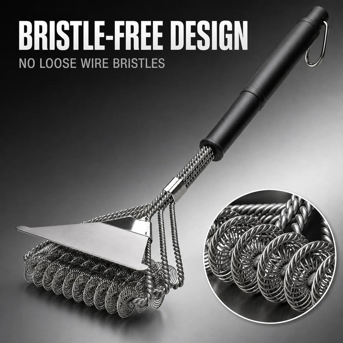 Leeseph Bristle-Free BBQ Grill Brush | Stainless Steel Cleaner BBQ Grill Brush Axl