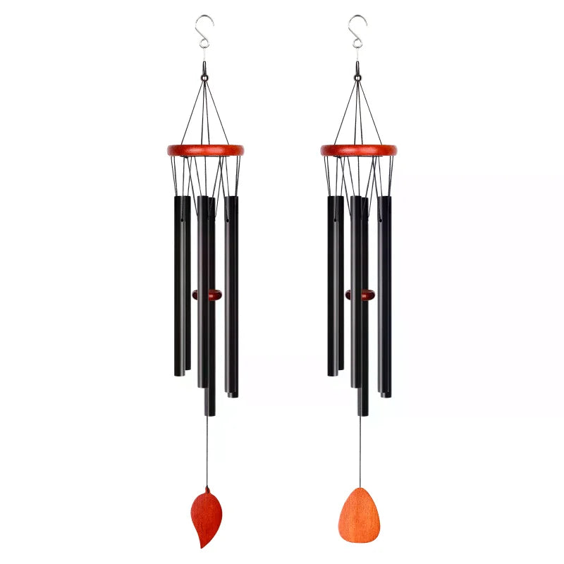 2-Pack 27" Aluminium Wind Chimes – Classic Black Outdoor Garden Outdoor Wind Chimes Axl
