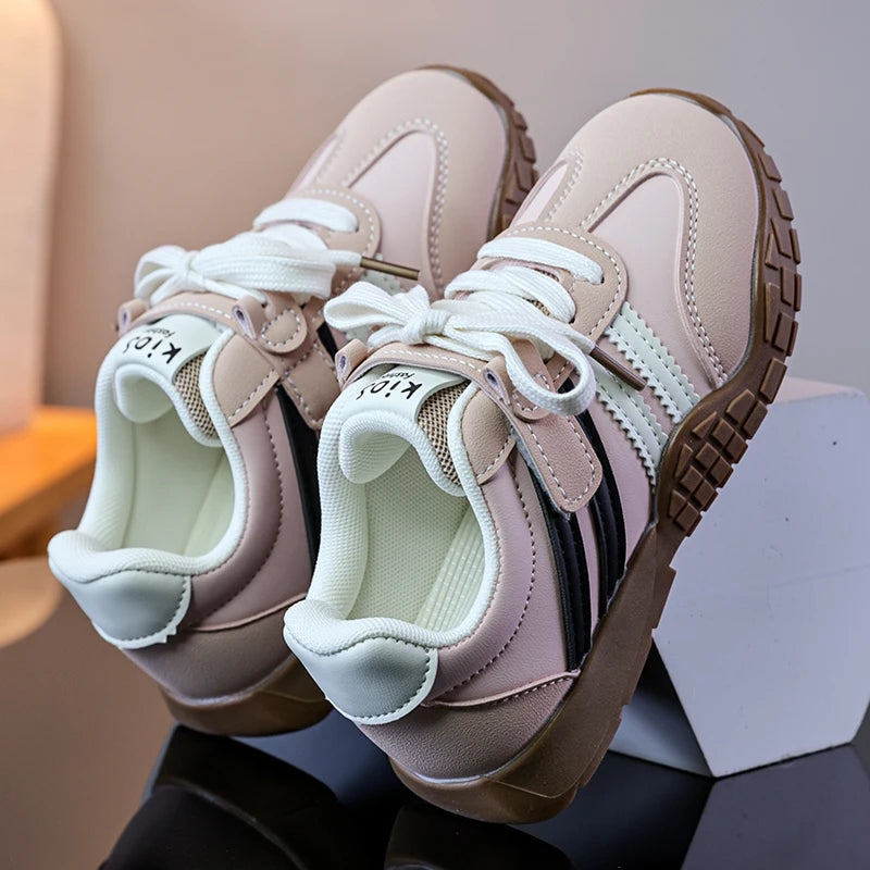 Kids Chunky Platform Sneakers – Leather Fashion Shoes for Girls Kids Platform Sneakers Axl