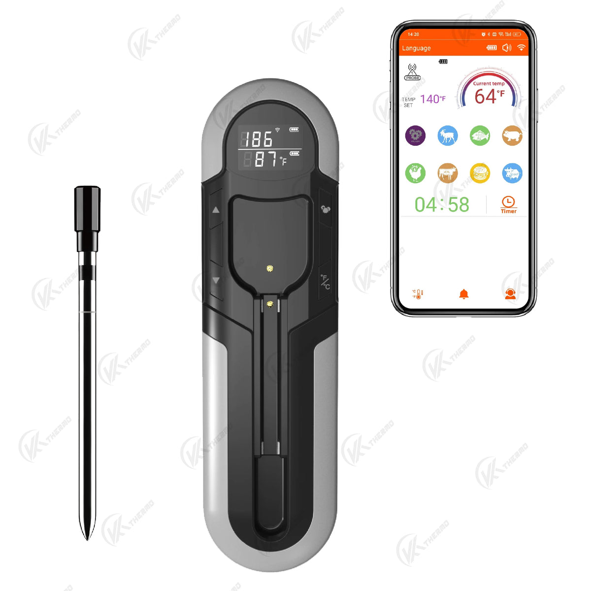KT THERMO Wireless Bluetooth Meat Thermometer | BBQ & Oven Smart BBQ Thermometer Axl black