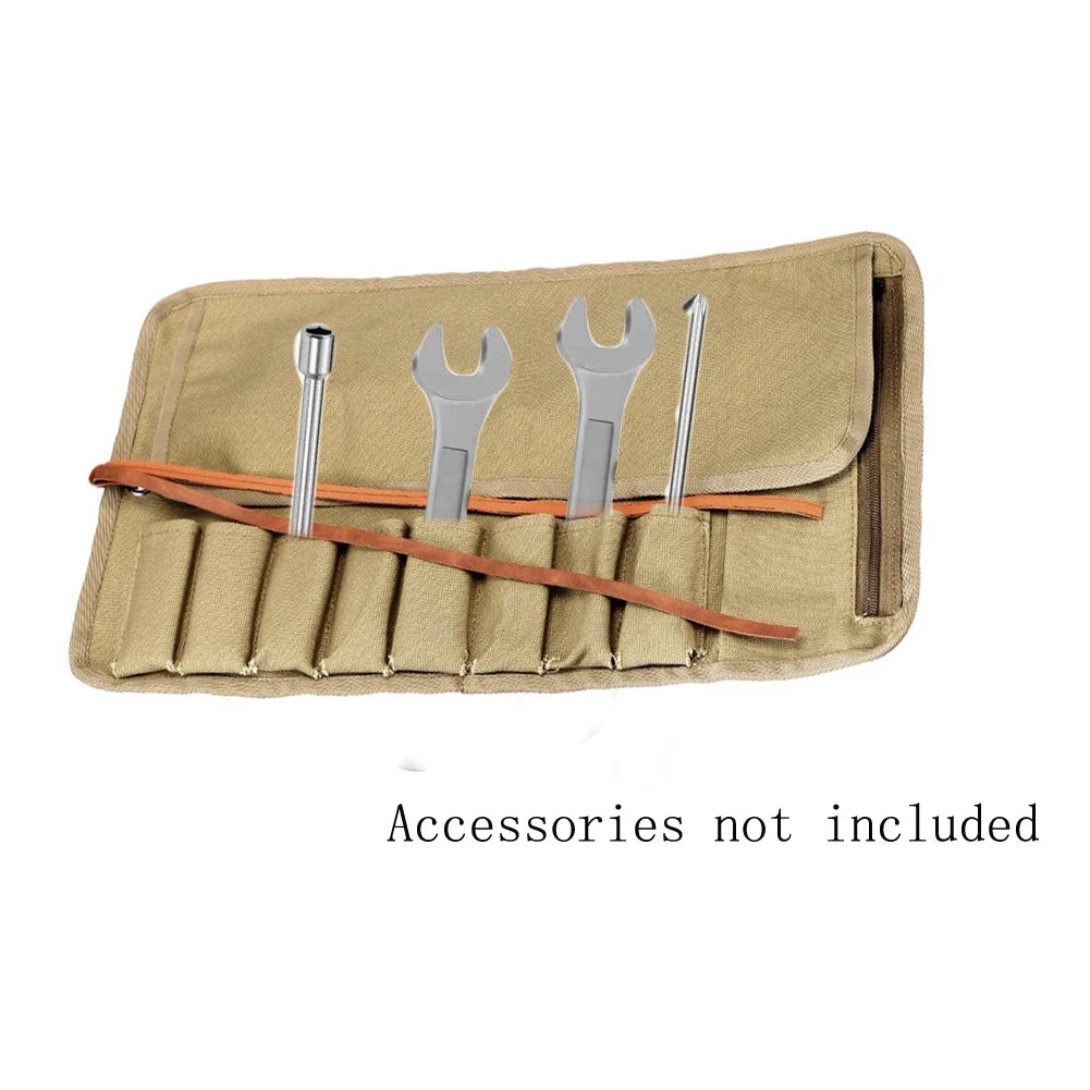 8-Compartment Roll-Up Tool Bag – Canvas Tool Storage Pouch Roll-Up Tool Bag Axl China Mainland