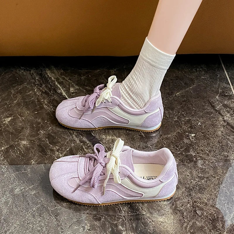 Women's Retro Patchwork Suede Sneakers – Casual Flat Shoes Casual Flat Sneakers Axl