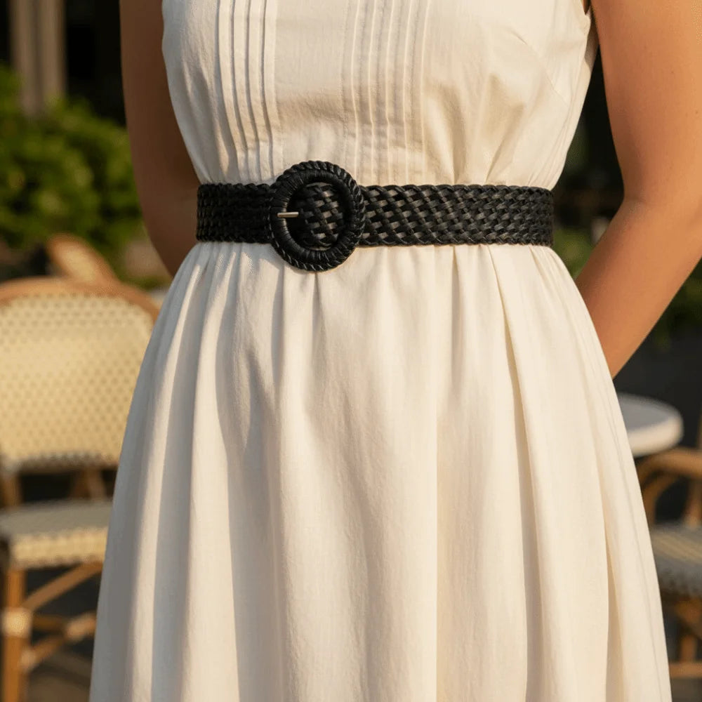 Bohemian Woven Wide Belt – Retro PU Leather Waistband for Women Woven Fashion Belt Axl