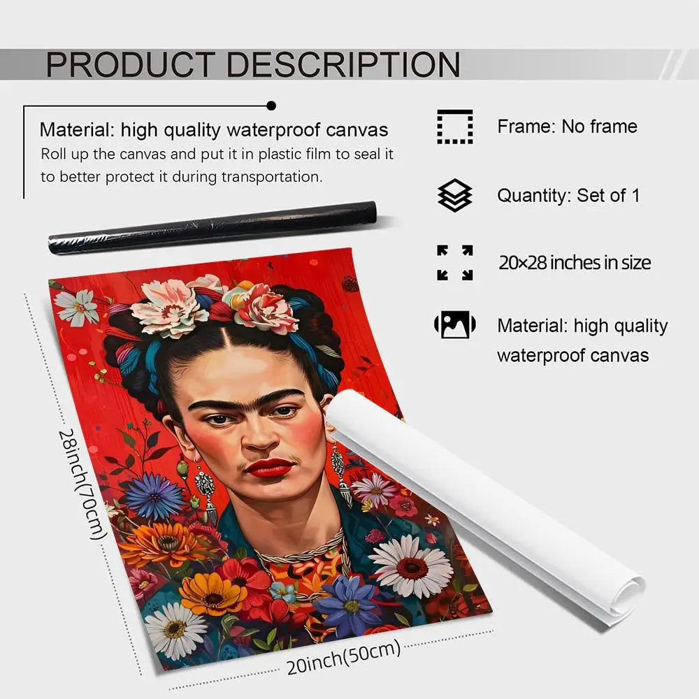 Frida Kahlo Canvas Wall Art – Vintage Unframed Poster Print Canvas Wall Art Axl