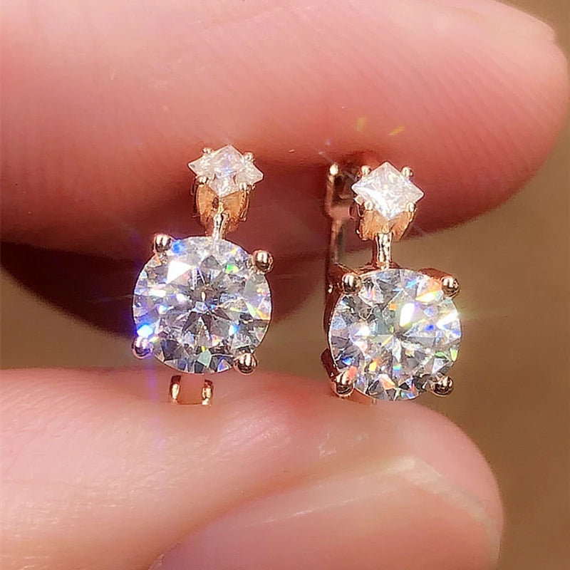 Huitan Rose Gold Hoop Earrings – Cubic Zirconia Women Hoop Earrings Axl E3023