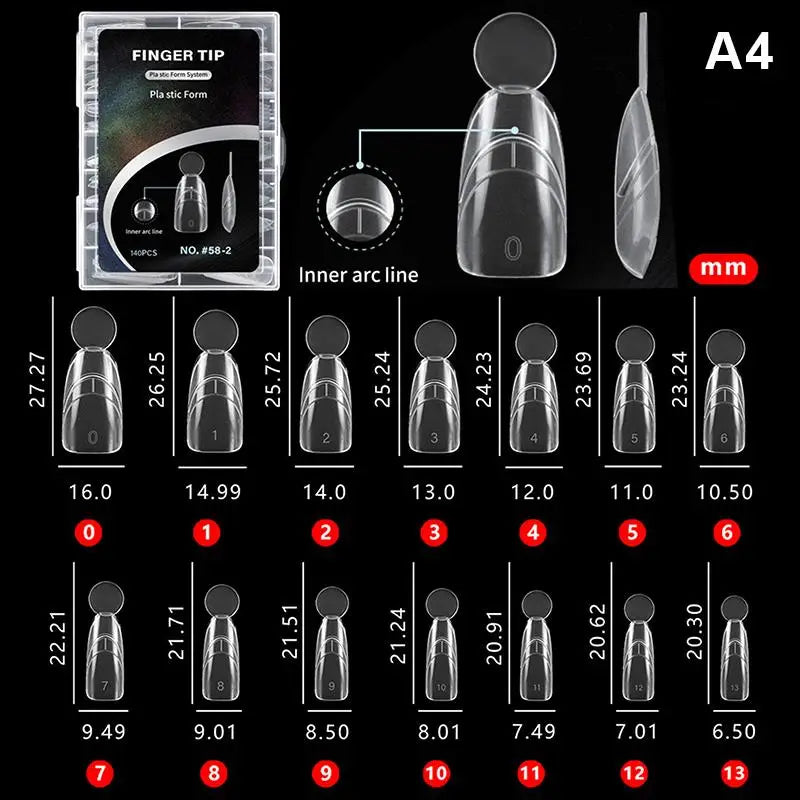 140 Pcs Reusable Dual Nail Forms – 14 Sizes Oval & Square Nail Extension Forms Axl A4