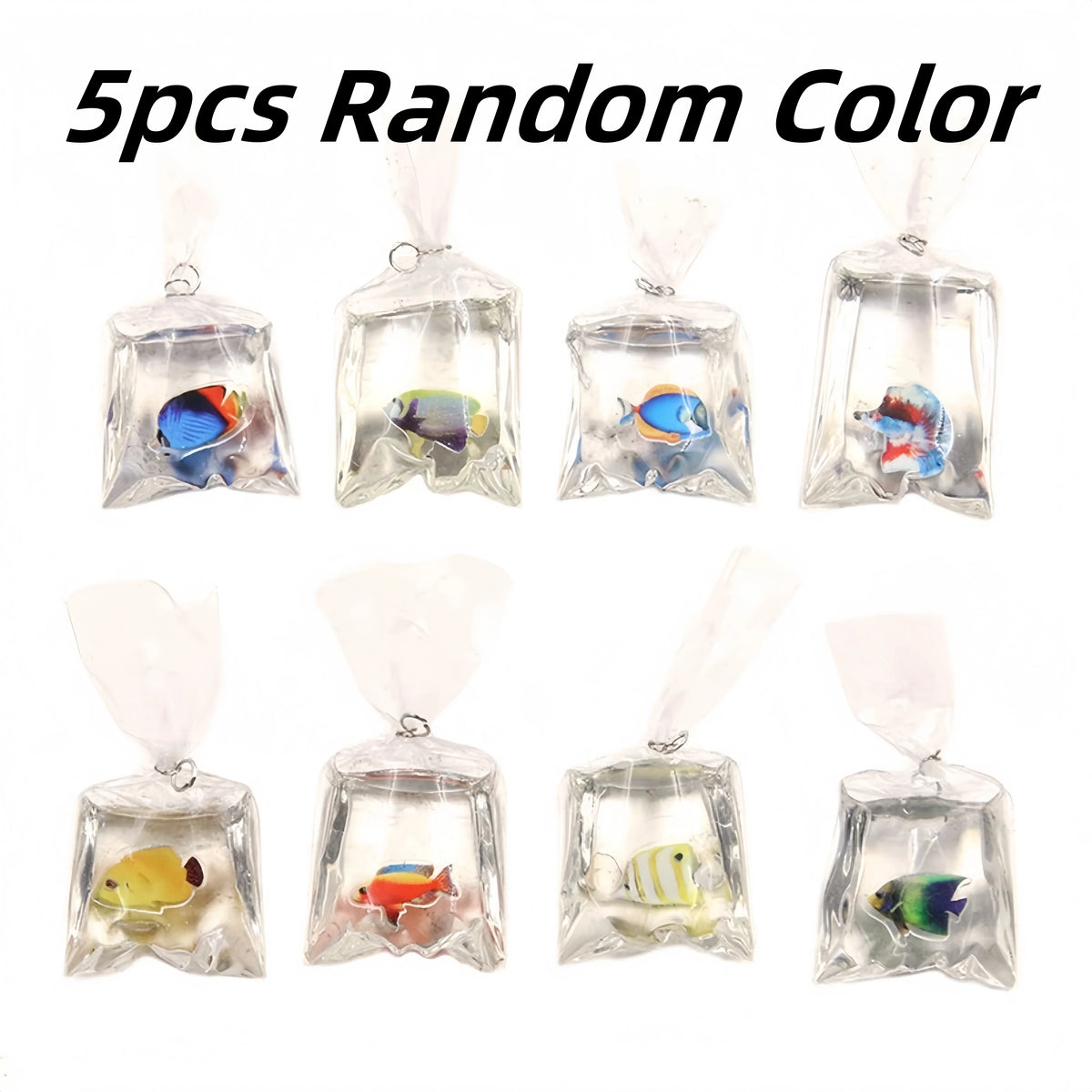 5-Pack Resin Goldfish Water Bag Charms for DIY Jewelry & Keychains Resin Jewelry Charms Axl Color random