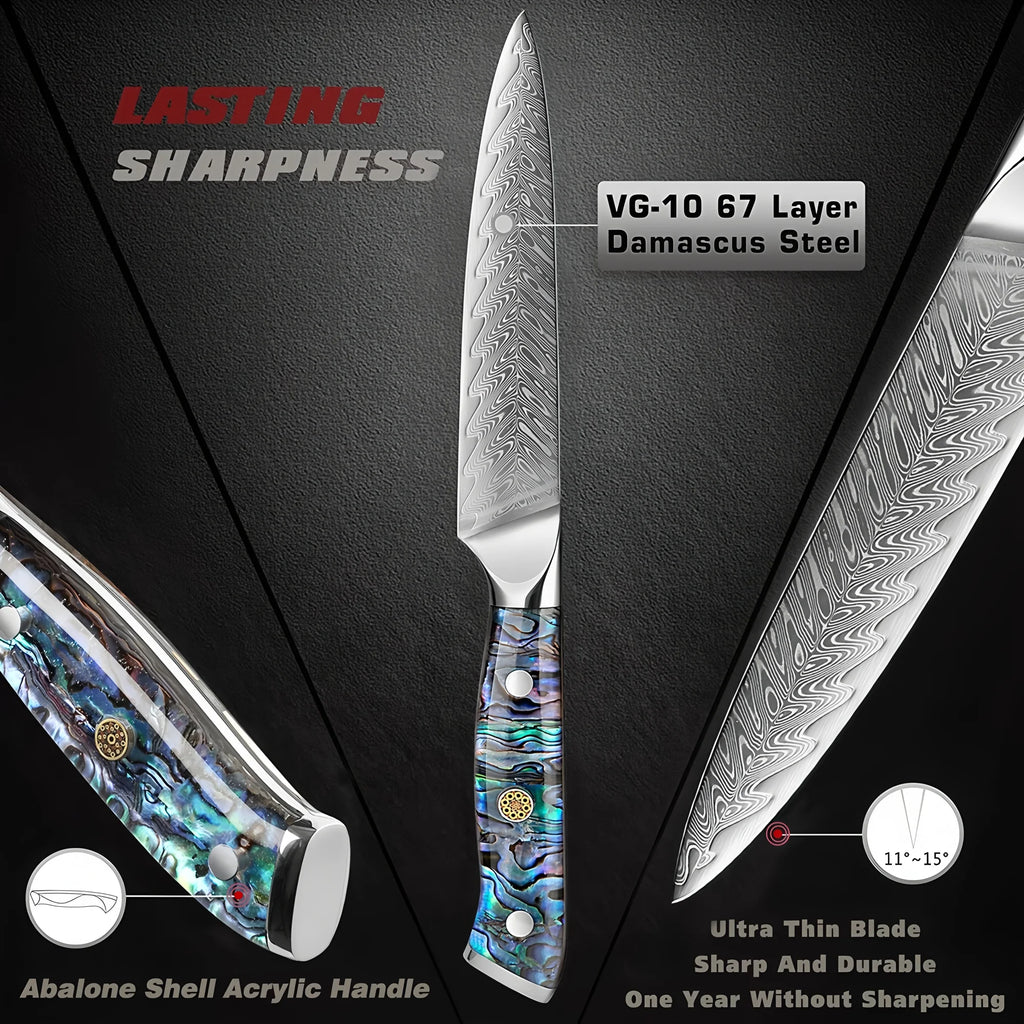 67-Layer Damascus Steel Chef's Knife – Sharp Kitchen Knife Damascus Kitchen Knife Axl