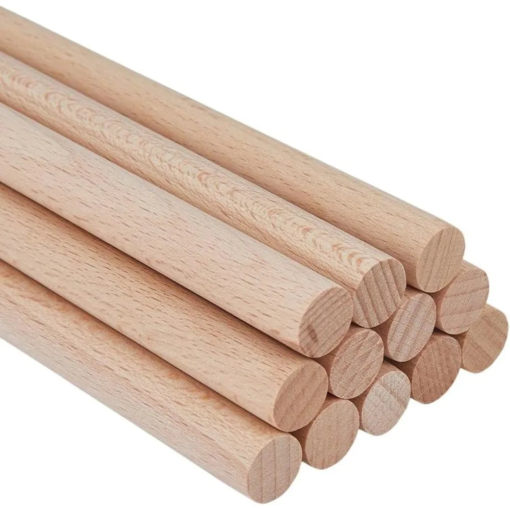 12 Pcs Unfinished Beech Wood Dowel Rods for DIY Crafts Wood Dowel Rods Axl AECH04-19388
