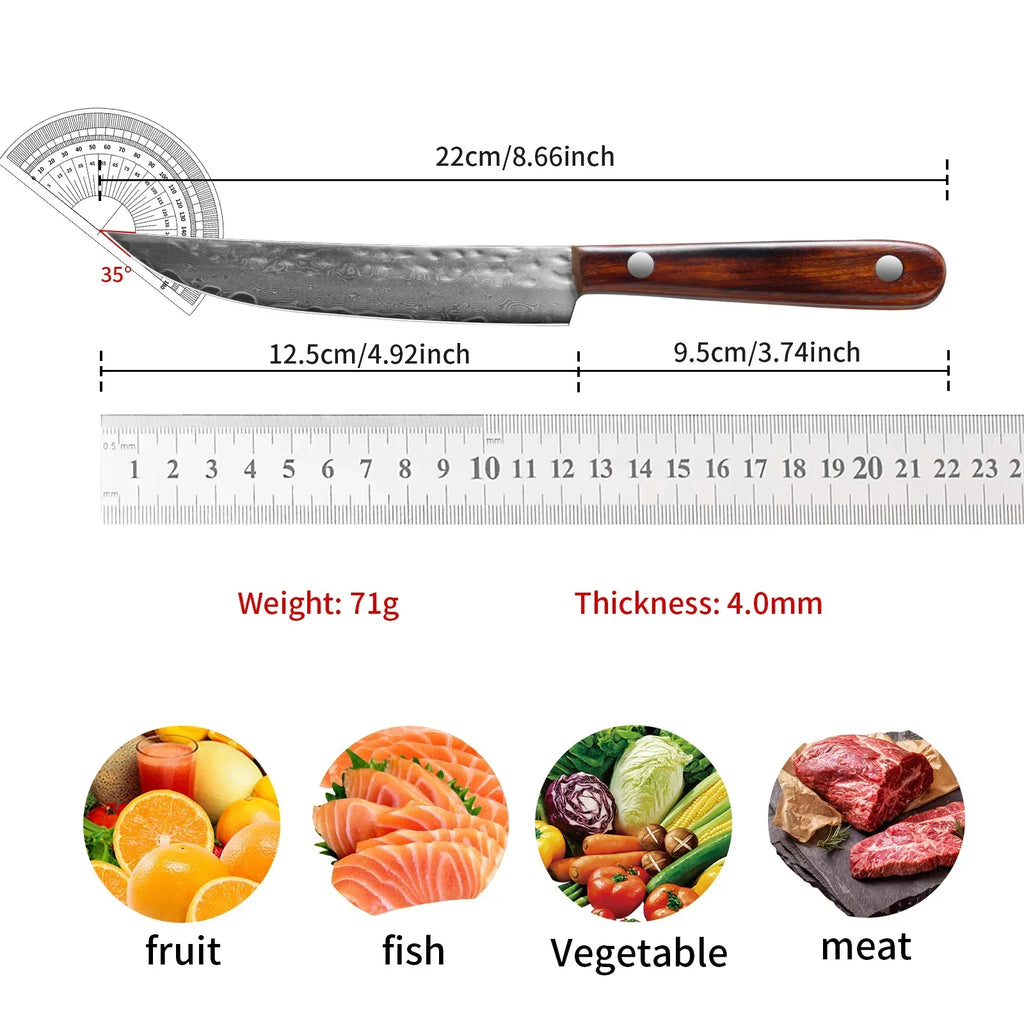 67-Ply Damascus Steel Paring Knife – Wood Handle | Sharp Damascus Kitchen Knife Axl