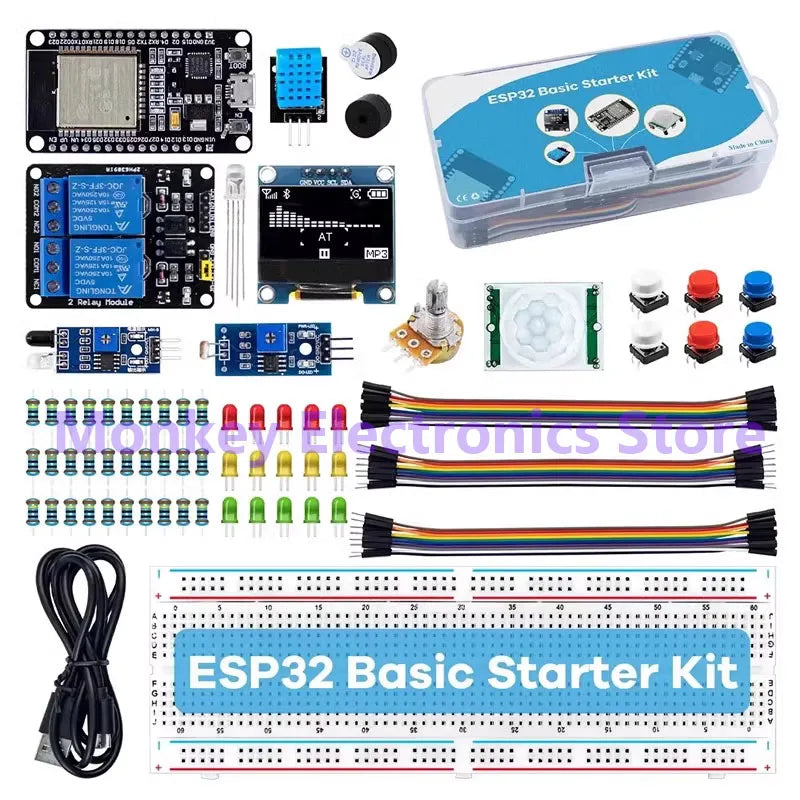 ESP32 WiFi Starter Kit – OLED, Relay, Sensors & Breadboard Electronics DIY Kit Axl
