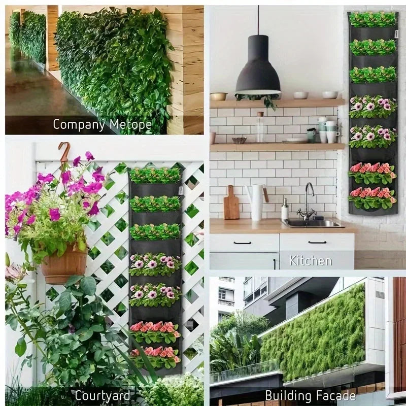7-Pocket Vertical Wall Planter – Hanging Waterproof Planter Bags Vertical Wall Planter Axl