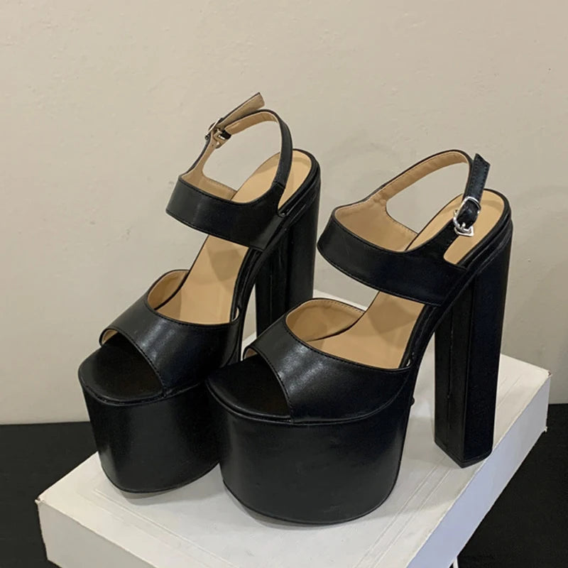 Women's 18CM Platform High Heel Sandals | Buckle Strap Party Platform Heel Sandals Axl