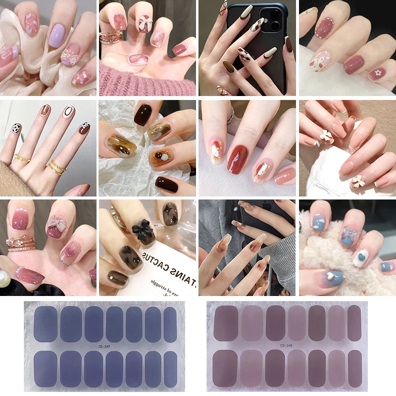 Waterproof Full Cover Nail Wraps – No-Lamp Nail Stickers 14pc Nail Art Wraps Axl