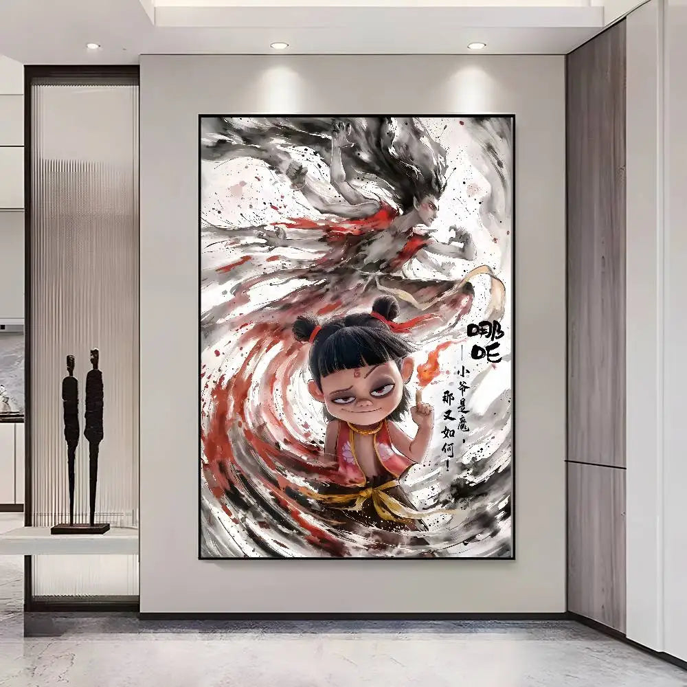 Nezha Anime HD Wall Poster – Self-Adhesive Waterproof PVC Anime Wall Poster Axl z1 15X20cmNoframe