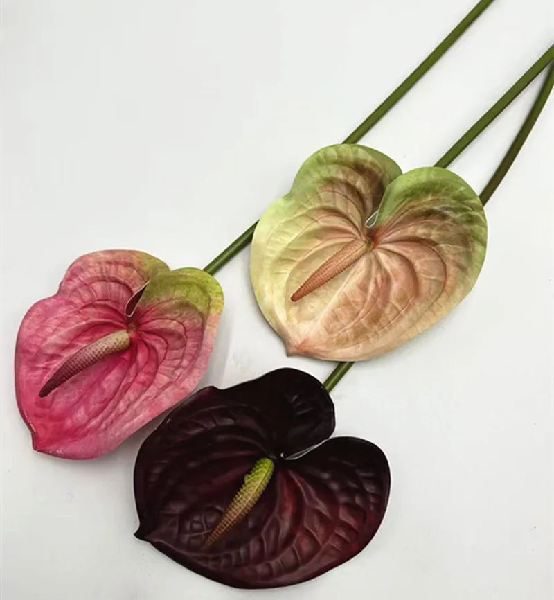 Real Touch PU Anthurium Artificial Flower Branch 61cm Stem Artificial Flower Branch Axl