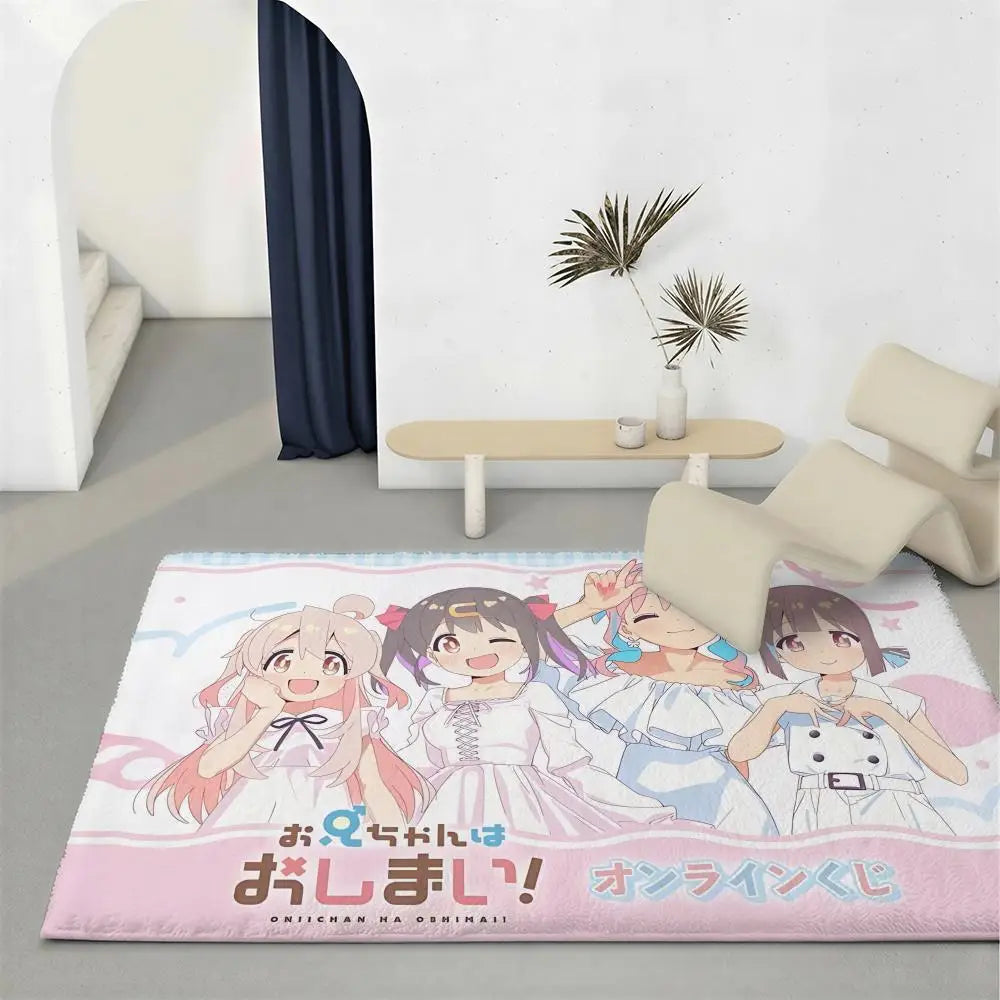 Anime O-Onimai Flannel Floor Mat – Non-Slip Indoor Rug Flannel Floor Mat Axl White1 50x80cm