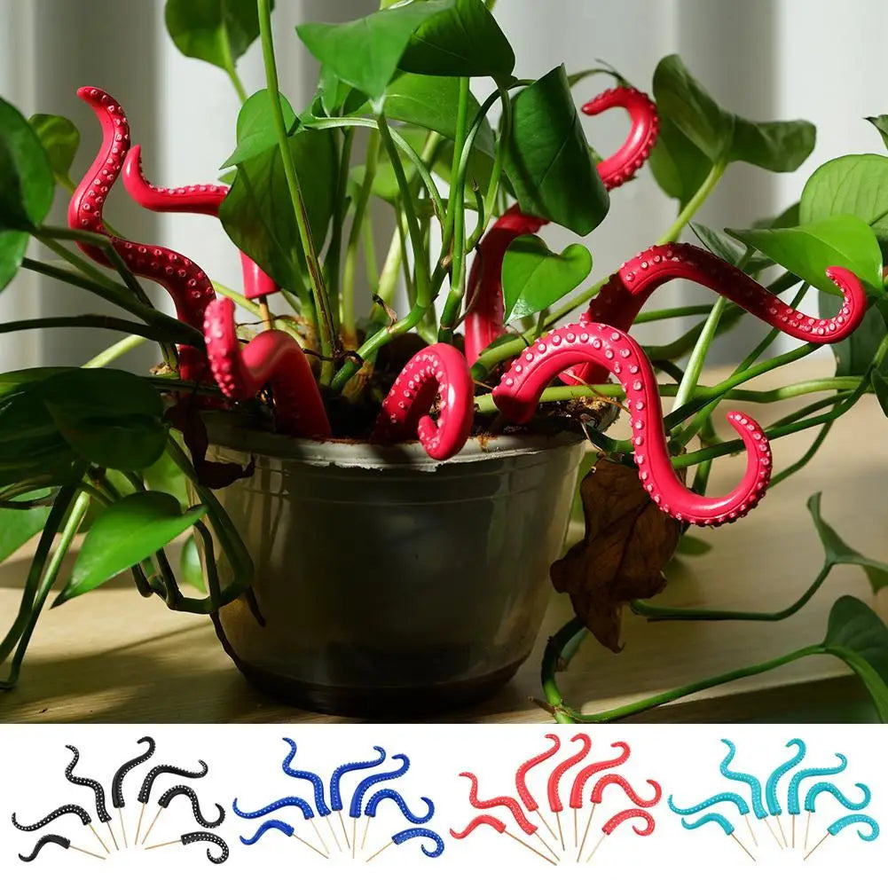 Glow-in-the-Dark Octopus Tentacle Plant Stakes – 7-Piece Set Garden Décor Stakes Axl