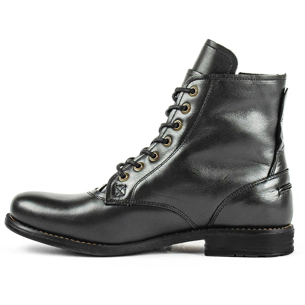 Men's Retro Lace-Up Motorcycle Ankle Boots | Plus Size Motorcycle Ankle Boots Axl