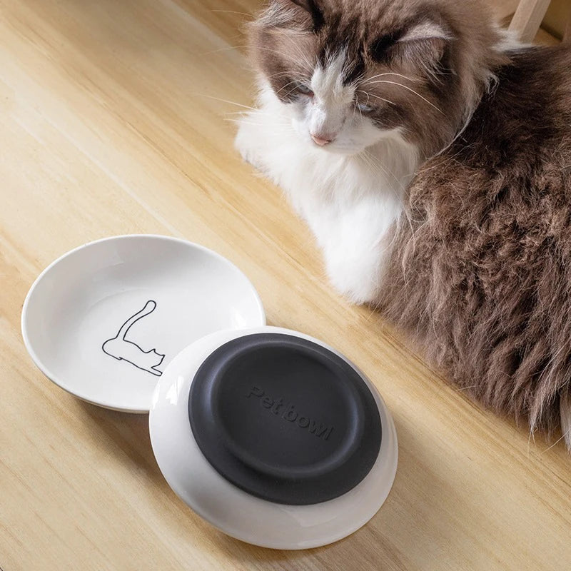 Ceramic Cat Food Bowl with Anti-Slip Silicone Pad Cat Food Bowl Axl