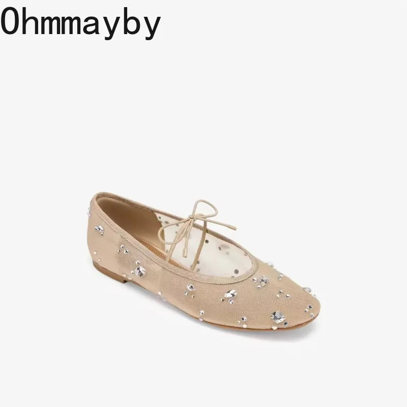Lace Rhinestone Mary Jane Ballet Flats – Women's Slip-On Ballet Flats Axl