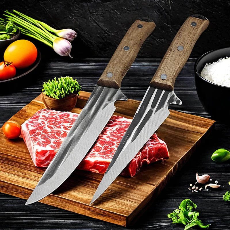 Full Tang Stainless Steel Boning Knife with Sheath & Wood Handle Boning Knife Axl