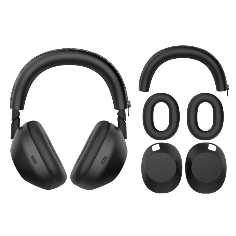 Sony WH-1000XM6 Silicone Protective Cover & Headband Case Headphone Protective Cover Axl Black 3Piece Set