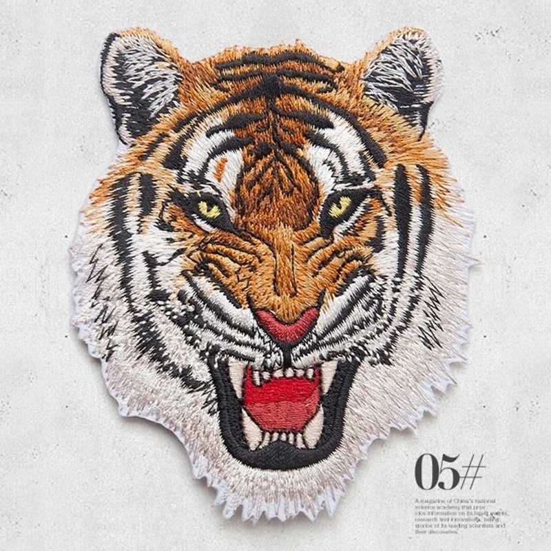 Tiger & Leopard Embroidered Iron-On Patches | Cotton Applique Embroidered Patch Axl
