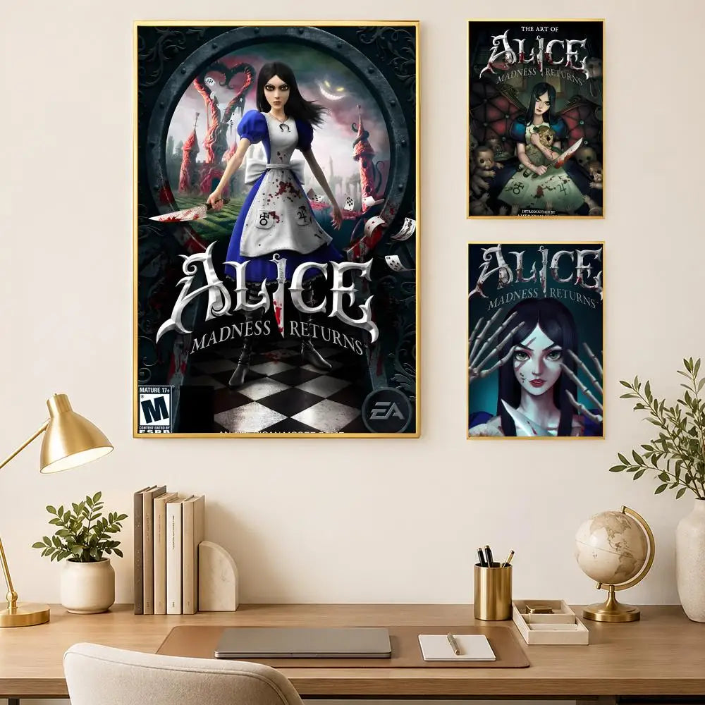 Alice Madness Returns HD PVC Wall Poster – Self-Stick Decor Wall Art Poster Axl