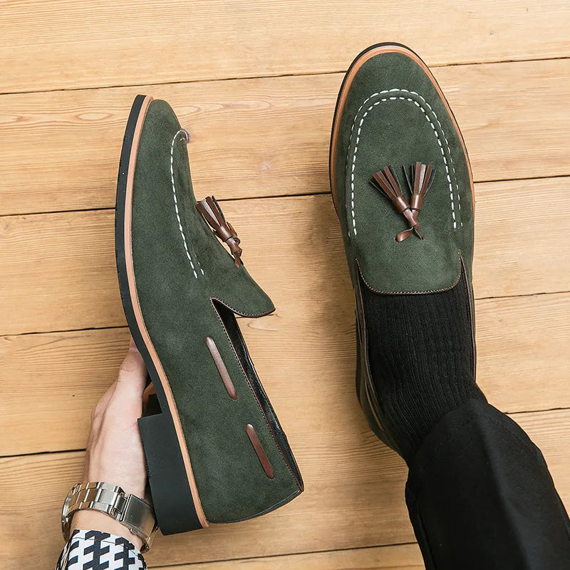 Men's British Tassel Loafers – Slip-On Genuine Leather Dress Shoes Men's Dress Loafers Axl