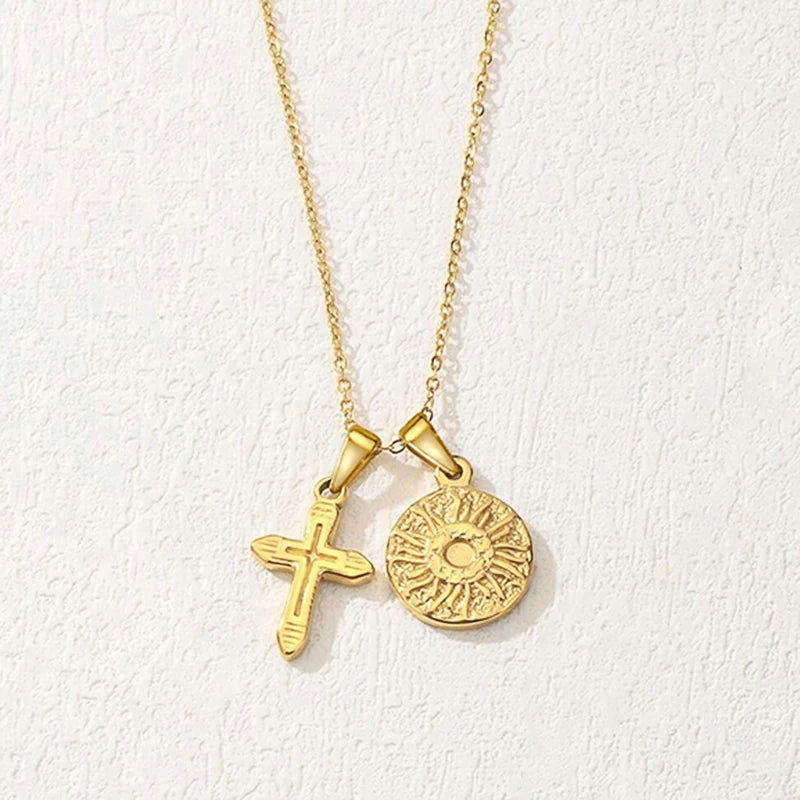 Huitan Double Pendant Necklace – Hip Hop Party Jewelry Women Pendant Necklace Axl XL1572 45cm
