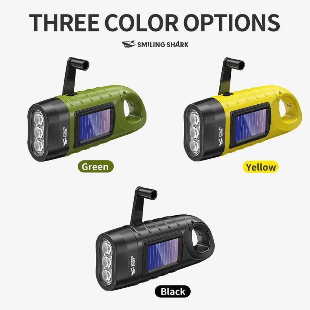 Solar Hand Crank LED Flashlight – Emergency Camping Lamp Solar Crank Flashlight Axl