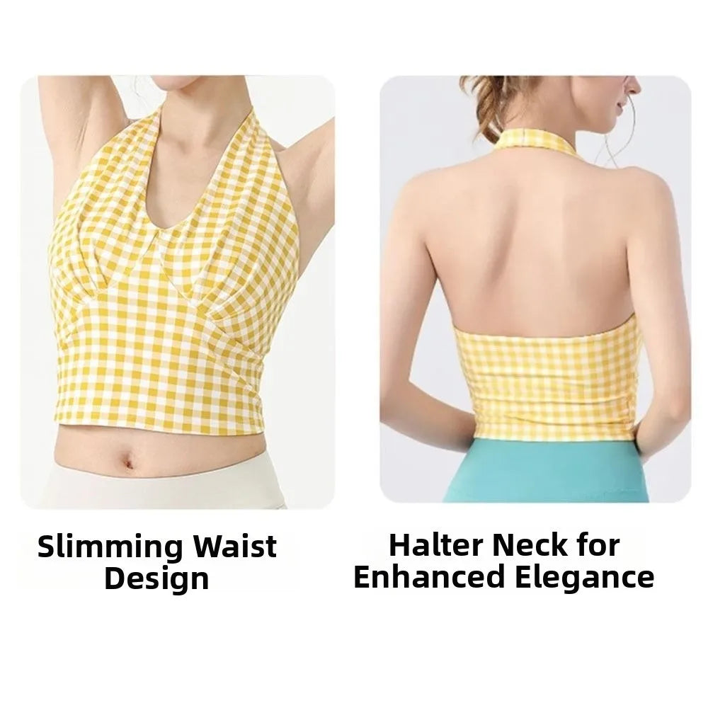 V-Neck Backless Yoga Vest with Chest Pad – Slim Fit Tank Top Yoga Sports Vest Axl