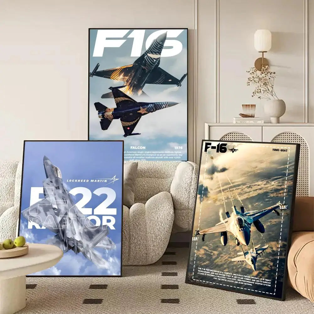 F-16 F-22 F-35 Fighter Jet Wall Poster Sticker | HD Art Decor Wall Art Sticker Axl