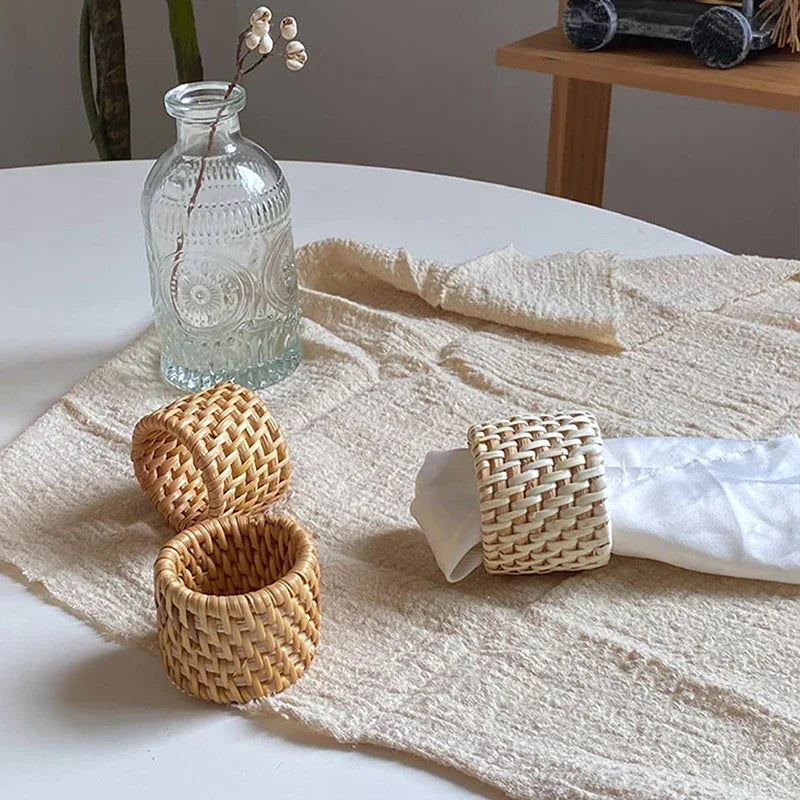 Handmade Rattan Napkin Rings | Rustic Woven Table Decor Rattan Napkin Rings Axl