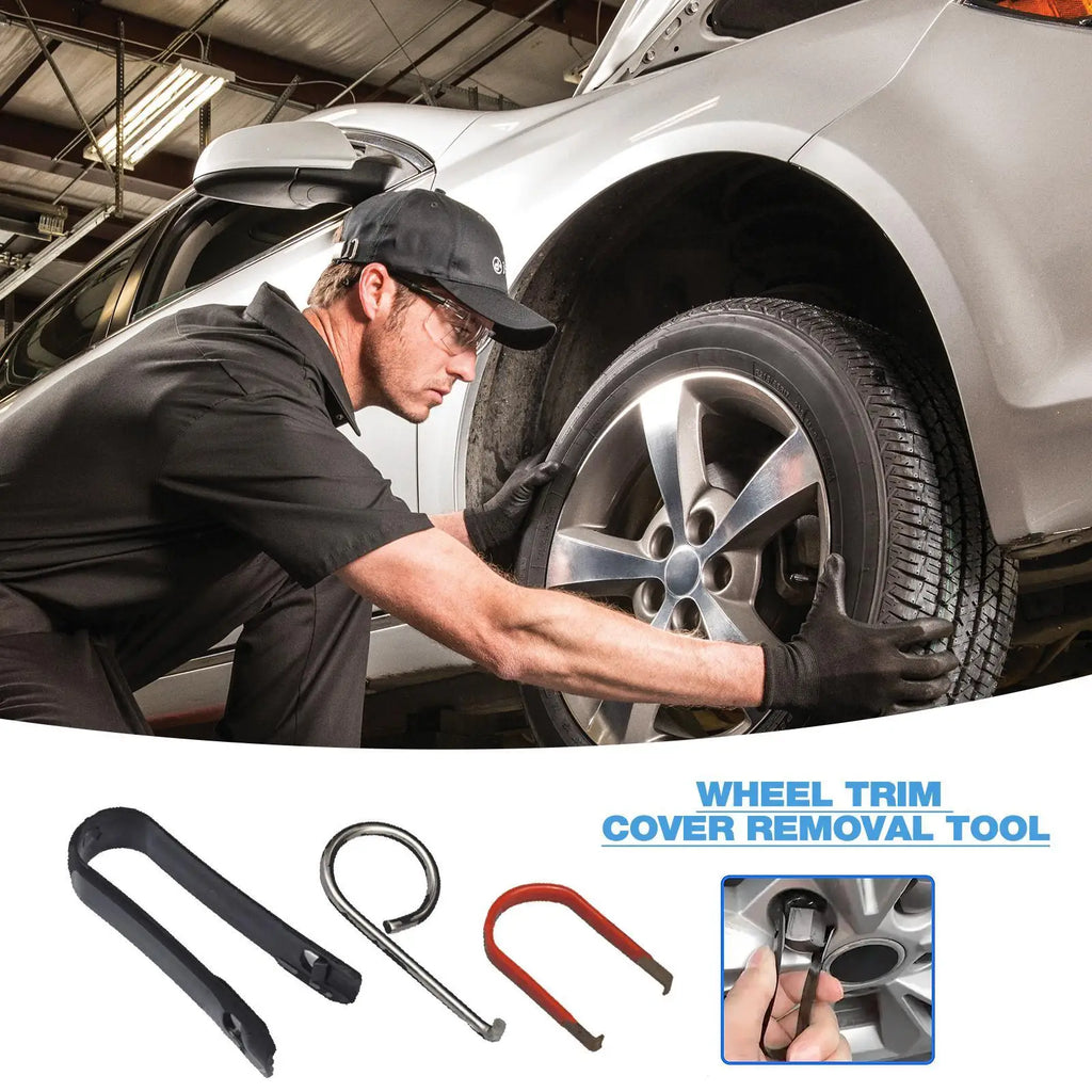 Car Wheel Nut Cover Removal Tool – 3-Piece Hub Puller Set Wheel Cover Remover Axl