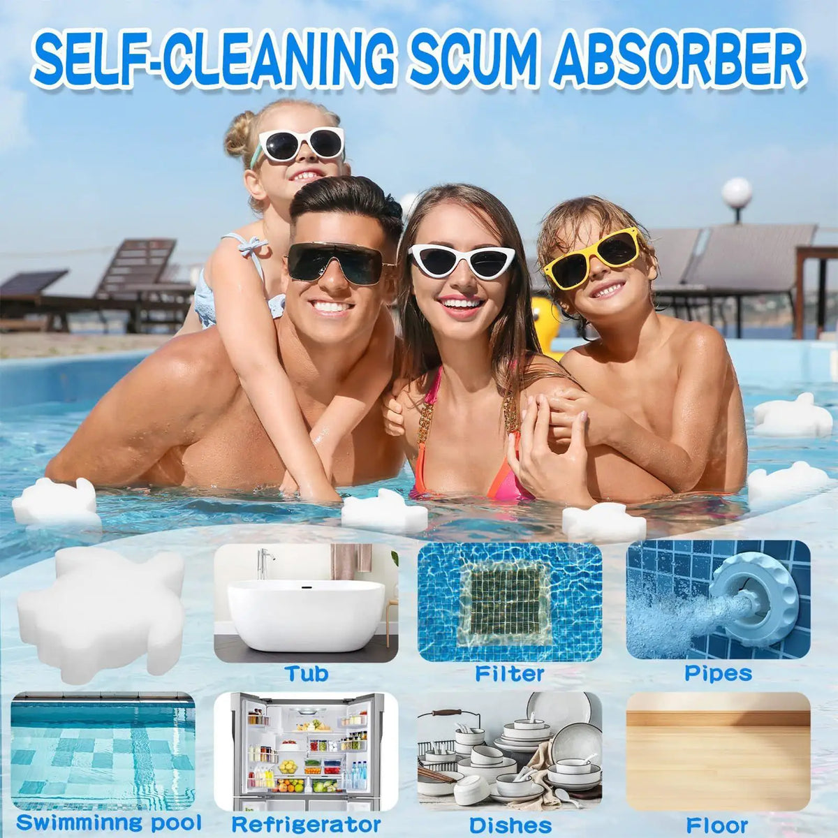 10-Pack Turtle Scum Absorber Sponges – Pool, Hot Tub & Spa Pool Cleaning Sponge Axl
