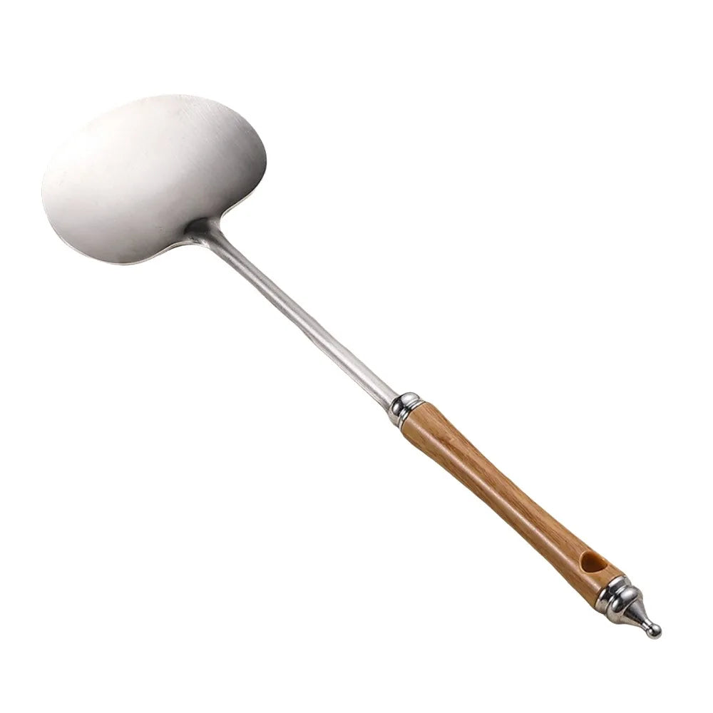 Stainless Steel Wok Spatula with Long Wooden Handle Wok Spatula Axl Yellow