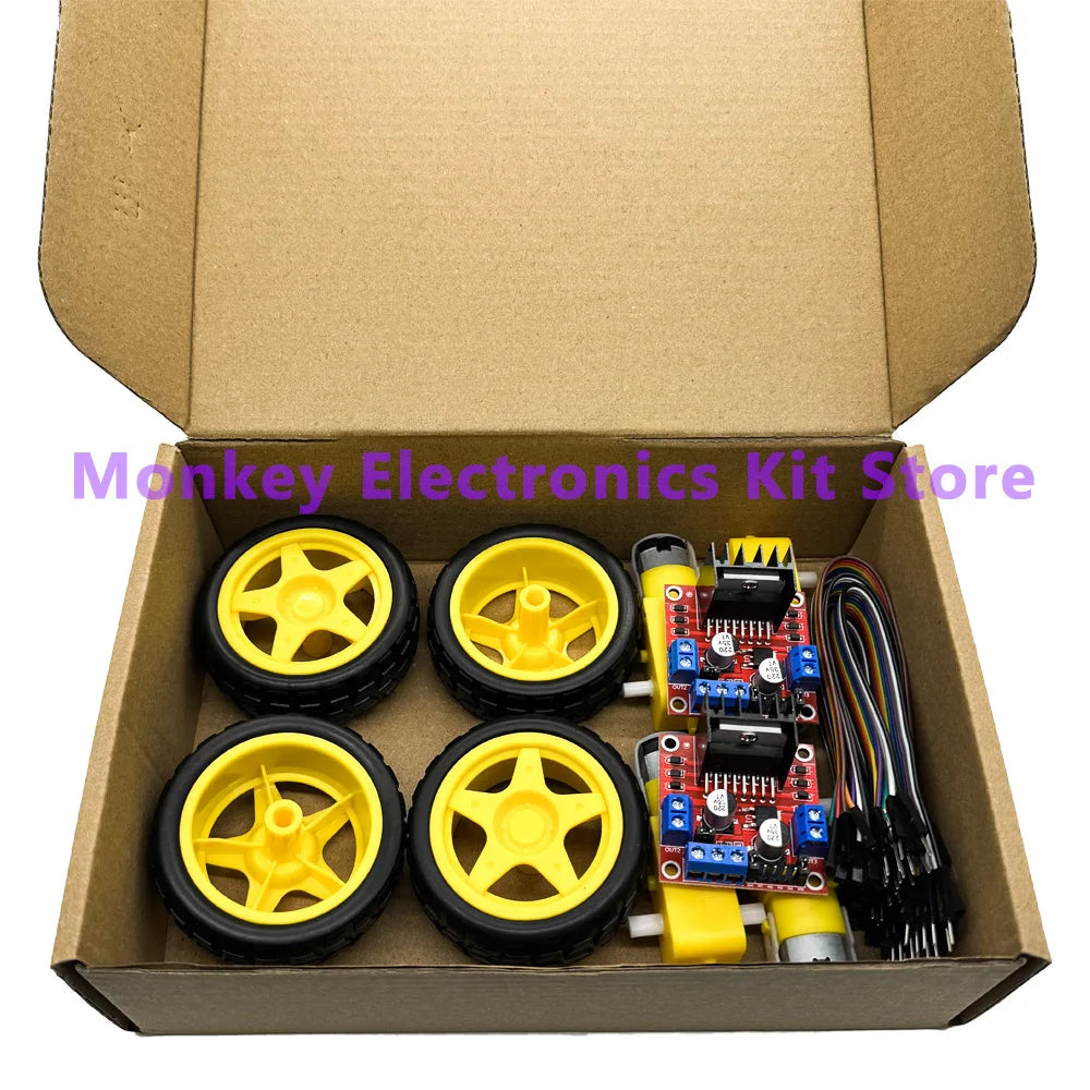 L298N Motor Driver Kit – Motors, Wheels & Dupont Lines Motor Driver Kit Axl 4motor have Box