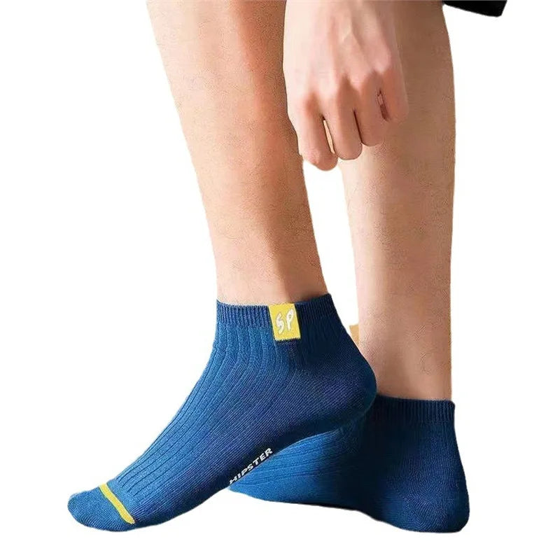 5-Pack Men's Low Cut Breathable Cotton Boat Socks Men's Casual Socks Axl