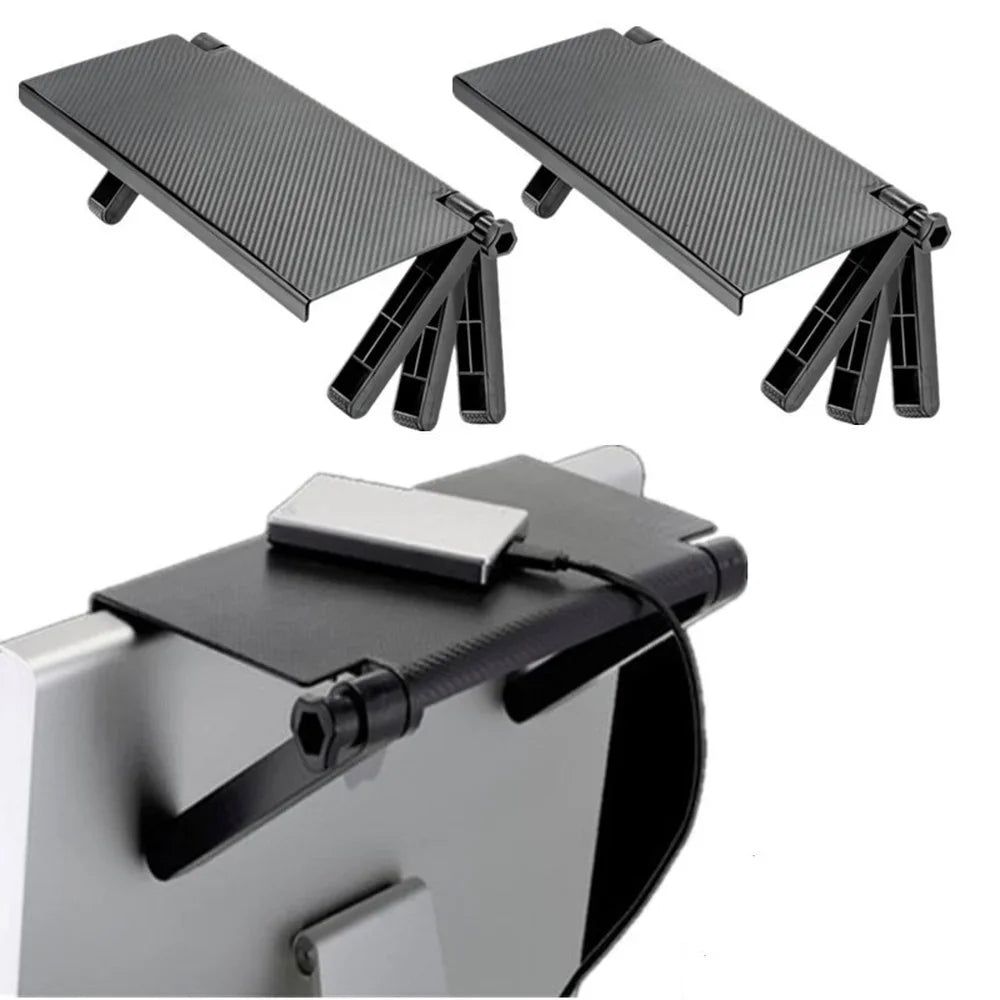 TV Monitor Top Shelf Organizer – Foldable 2-Tier Storage Rack Monitor Storage Shelf Axl